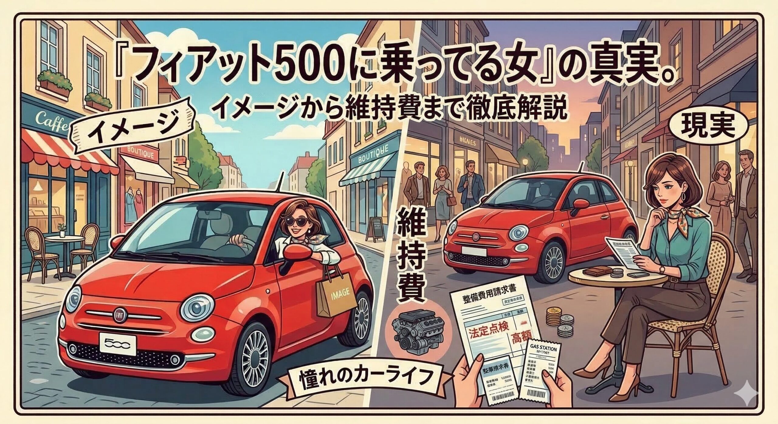 「フィアット500に乗ってる女」の真実。イメージから維持費まで徹底解説
